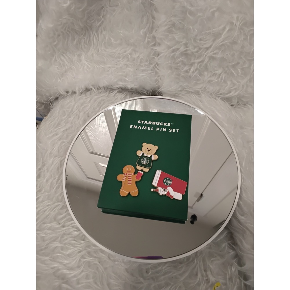 Starbucks Enamel Pin Set Holiday Gingerbread Coffee Cup Bear Festive New